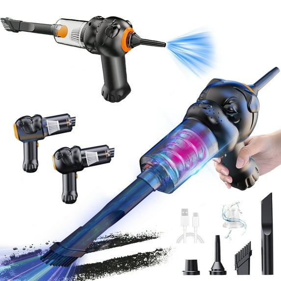 Handheld Car Vacuum Cleaner | Mini Portable Dust Buster | 4000Pa Powerful Suction | USB Rechargeable | Lightweight ABS | 2-in-1 Nozzle | Washable Filter | 150ml | Car & Home | 33x13x4.5cm