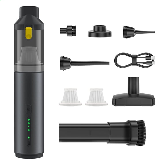 Ryicy Handheld Car Vacuum Cordless Gray 20000PA with 4-in-1 Accessories for Auto and Office