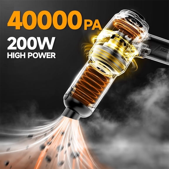 Handheld Car Vacuum Cordless, Portable Vacuum Cleaner with 40000Pa High Power & Suction, Powerful 4-in-1 Hand Held Duster Fast Cleaning for Car,Home,Office,Pet Hair (Yellow)