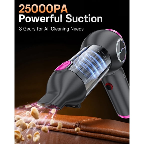 Handheld Car Vacuum Portable Cordless 25000Pa High Power Small Mini Hand Vacuum Cleaner Rechargeable 4-in-1 Wireless Handheld Vac for Car Office Desktop Home Cleaning Ideal Gifts for Men & Women