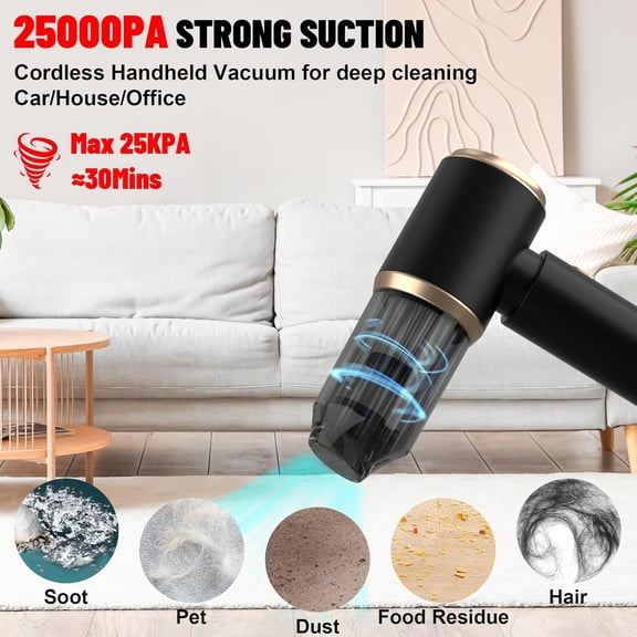 Handheld Car Vacuum Portable Cordless, High Power 4 in 1 Vacuum Cleaner & Air Duster & Air Blower with Brushless Motor and Multi-Nozzles for Car, Home, Office, Camping, Pet(30000PA)