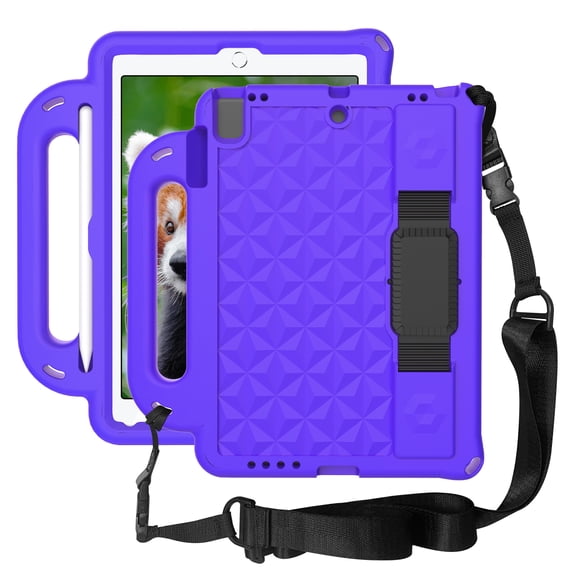 Handheld Case for iPad 9.7-in 5th/6th Generation (2017/2018) Shockproof Stand Cover with Strap & Pencil Holder