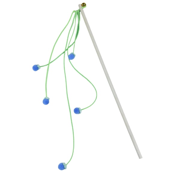 Handheld Cat Teaser Wand with Yarn Ball String and Bell, Interactive Pet Play Toy for Indoor Cats, Exercise Wand, Fun Cat Training Support
