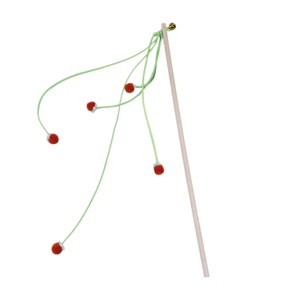 Handheld Cat Teaser Wand with Yarn Ball String and Bell, Interactive Pet Play Toy for Indoor Cats, Exercise Wand, Fun Cat Training Support
