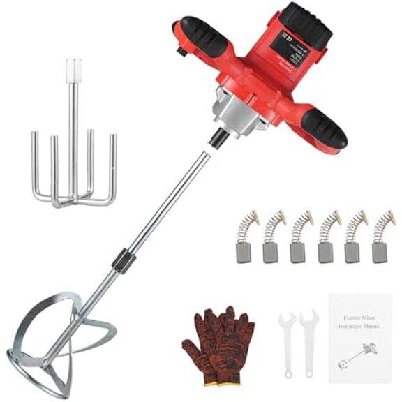 Handheld Cement Mixer, 110V Electric Concrete Mixer with 6 Speed Adjustable, 2100W Mud Mixer + 2 Mixing Paddles for Mixing Mud, Cement, Mortar, Paint, Fodder$$Tools & Hardware Other