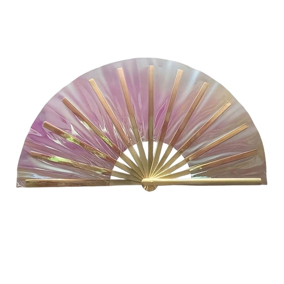 Handheld Chinese Folding Fan Hand Fans for Women Foldable Bulk for Party Wedding Church Dancing (Pink)