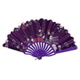 thumbnail image 1 of Folding Fan for Women, Handheld Foldable Fan Black Vintage Floral Fan Chinese Japanese Style Fan for Dance Music Festival Wedding Party (Purple), 1 of 2