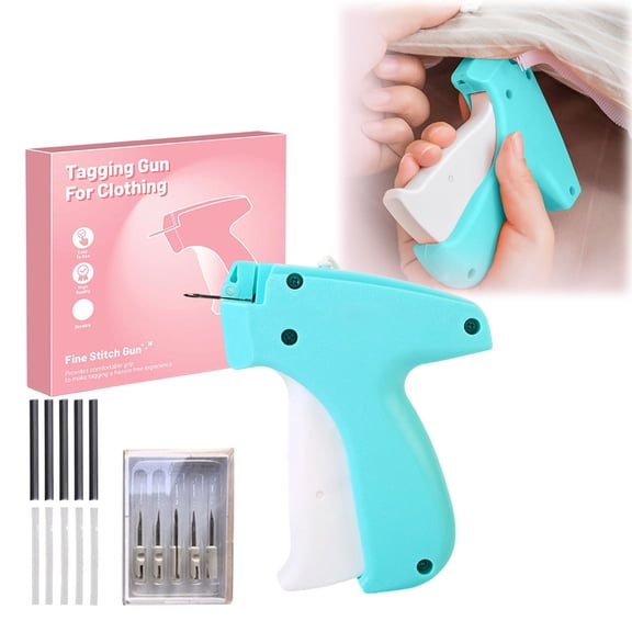 Handheld Clothing Fastener Tool Sewing Kit Includes 1000 Black & 1000 White Fasteners With 5 Stainless Steel Needles For Quick Fabric Repair And Hemming