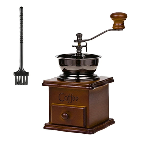 Classical Hand Cranks Coffee Grinder With Ergonomic Handle 15 Grinding Size Option Built In Bristles Brush