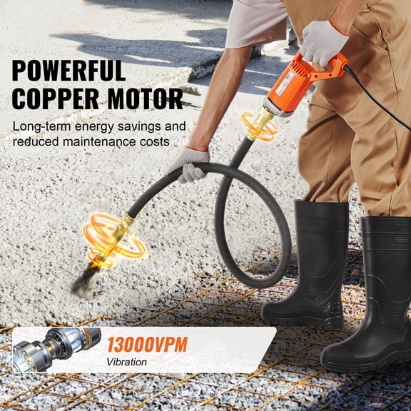 Handheld Concrete Vibrator,800W Electric Vibrator 13000 VPM,Electric Concrete Vibrating Tool With 6.6ft/2m Shaft Rod,Portable Pencil Cement Vibrator Remove Air Bubble&Mix Concrete