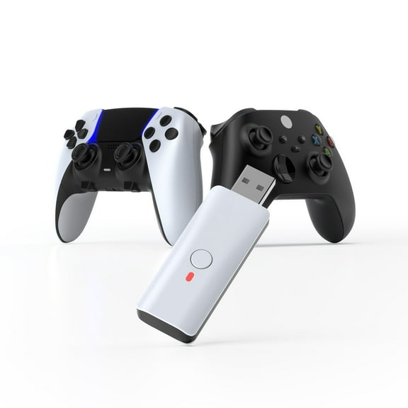 Wireless Converter Compatible with PS5/PS4/Switch/Xbox/PC/Steam Deck Consoles Gamepad Adapter-White