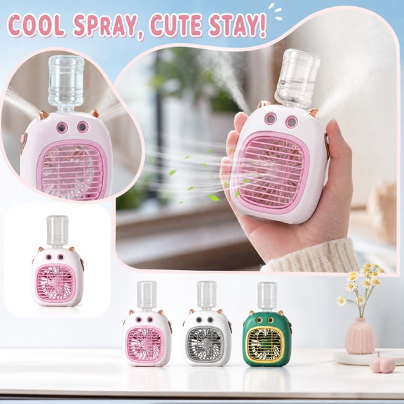 Handheld Cooling Fan, Handheld Mini Rechargeable Fan Usb, Water Fan, Rechargeable Misting Fan Portable, 9X5 Inch 1200Mah Usb Powered 4 Adjustable Wind Speed Mini Portable Cooling