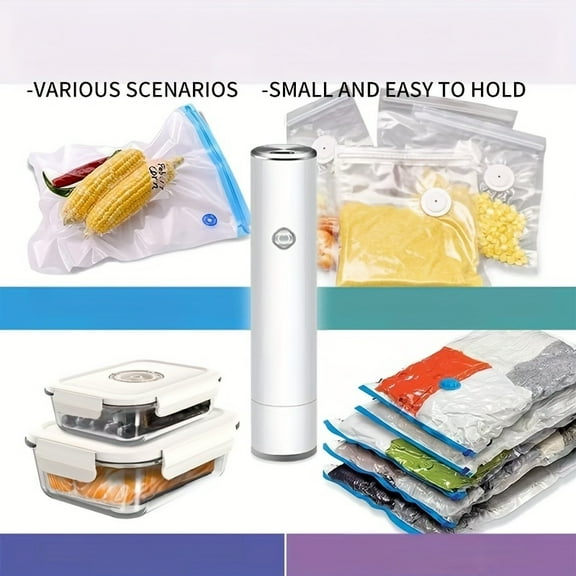 Handheld Cordless Vacuum Sealer Machine - USB Type-C Charging, 2-in-1 Automatic Food Saver with Vacuum Sealing Bags for Storage & Preservation