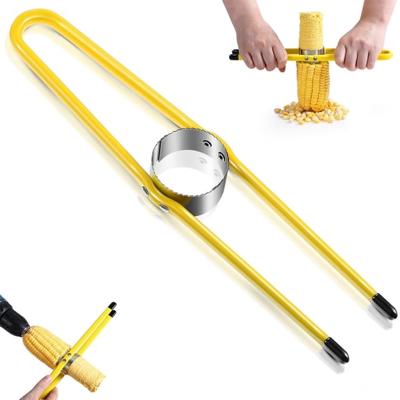 Handheld Corn Stripper Tool, Labor Saving Stainless Steel Corn Thresher Remover with Non-Slip Long Handle, Fast Kernel Cutter Peeler Kitchen Gadget for Fresh Corn