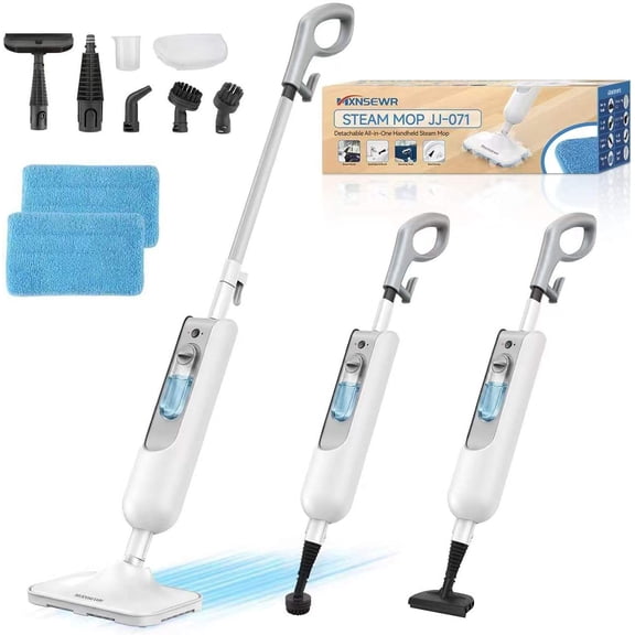 Handheld Detachable Steam Mop with 2 Steam Levels, 380mL Water Tank & 23FT Cord for Whole-Home Cleaning