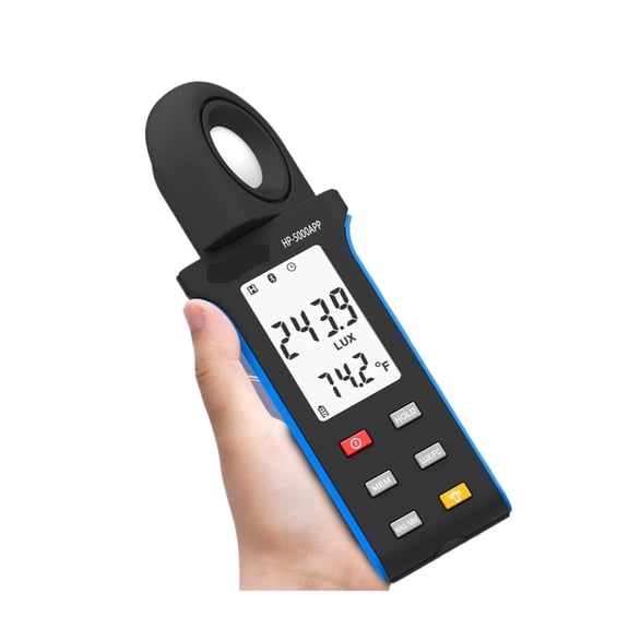 Handheld Digital Light Meter With Temperature, Illuminance Meter, Bluetooth,1-400000Lux, 270 Rotatable,LCD Screen ,High-Precision Detection