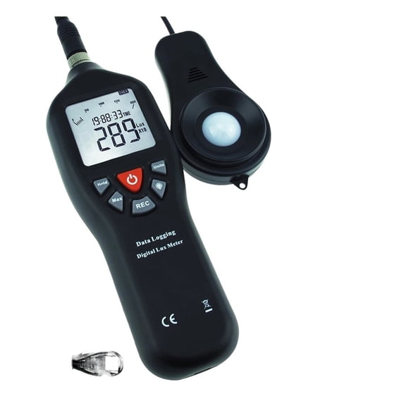 Handheld Digital Luxometer 0-200000 Illuminance With Data Logging Function Detachable Sensor Backlight Large Display Light Meter