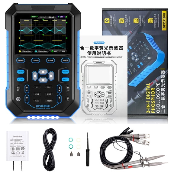 Handheld Digital Oscilloscope 180MHz Analog Bandwidth 500MSPS Sampling Rate