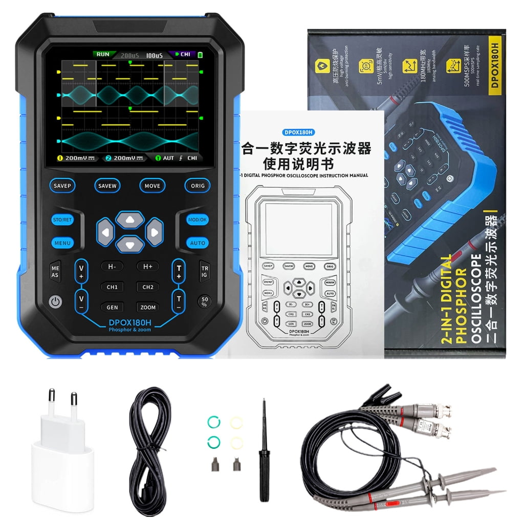 Handheld Digital Oscilloscope 180MHz Analog Bandwidth 500MSPS Sampling Rate