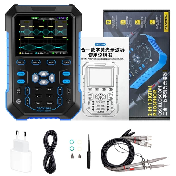 Handheld Digital Oscilloscope 180MHz Analog Bandwidth 500MSPS Sampling Rate