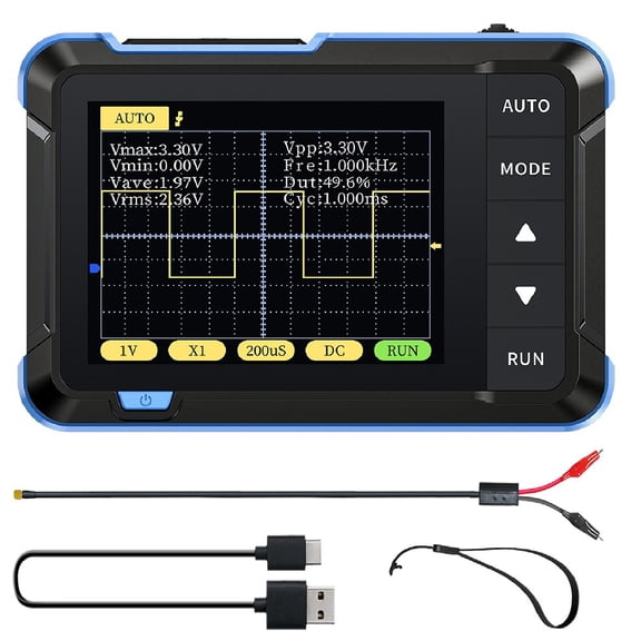 Handheld Digital Oscilloscope DSO152 With 2.5MS/s Sampling Rate, 200KHz Bandwidth, ±400V Measurement, One-Button Auto Mode 2.8-Inch LCD Display For Signal Analysis (Standard)