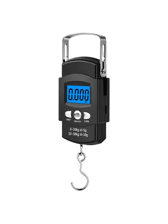 Handheld Digital Scale, 110Lb/50Kg Capacity, Metal Hook, Zeroing Function, Screen, and Selectable Formats