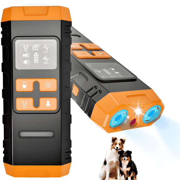 New arrival Handheld Ultrasonic Anti Barking Device/Dog Training/Stop Control Dogs Bad Behavior/Dog Detterrent/Dual Sensor Dog Bark Control Training Aid with 35ft Range Big LED Flashlight