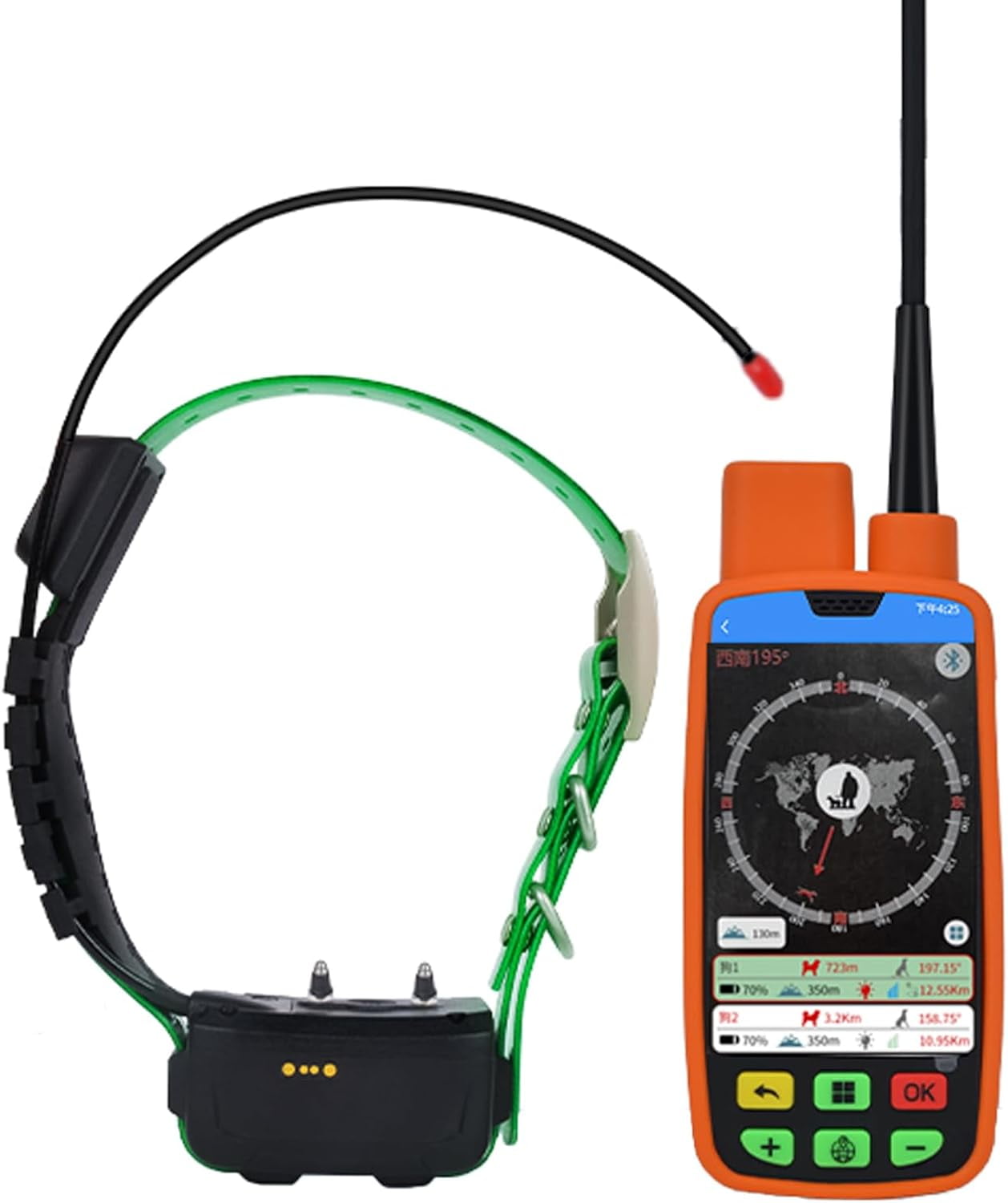 Handheld Dog Tracker GPS & Training Device with VHF Wireless Technology,GPS Tracker for Dogs with GPS Dog Collar,Ultra-Long Standby,6 Functions,Touch Screen,IP68 Waterproof Dustproof (Tracker&Collar)