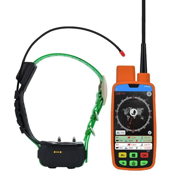 Handheld Dog Tracker GPS & Training Device with VHF Wireless Technology,GPS Tracker for Dogs with GPS Dog Collar,Ultra-Long Standby,6 Functions,Touch Screen,IP68 Waterproof Dustproof (Tracker&Collar)