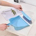 thumbnail image 1 of Handheld Dustpan and Brush Set | Compact Tabletop & Floor Cleaning Tool | Soft Bristle Brush with Rubber Lip Dustpan | Blue or Green Plastic | 13.58 Inch, 1 of 8