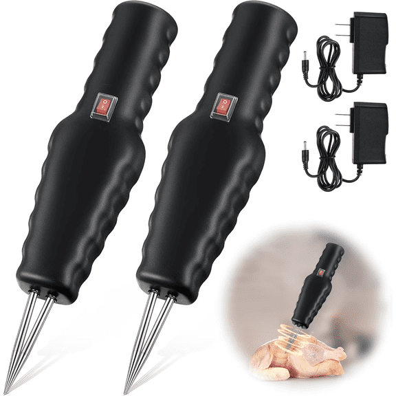 Handheld Electric Chicken Plucker, 2 Packs Portable Rechargeable Feather Remover with Waterproof Design for Quick Poultry Plucking on Chicken, Duck, Goose, and Turkey (Black)