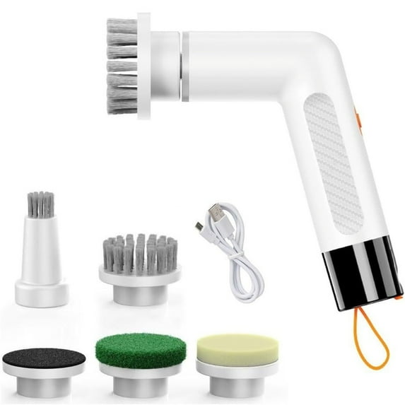 Handheld Electric Cleaning Brush, Rechargeable Scrubber with Multiple Replaceable Heads, 360 Rotation for Deep Cleaning in Bathroom and Kitchen