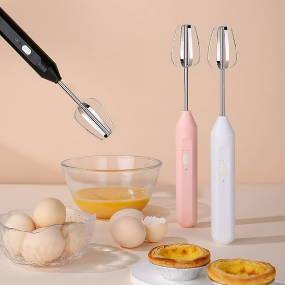 Handheld Electric Egg Beater, Coffee Whisk Foam Mixer with USB Rechargeable, Electric Portable Drink Mixer, Foam Maker Blender for Latte, Cappuccino, Hot Chocolate, Egg (White)