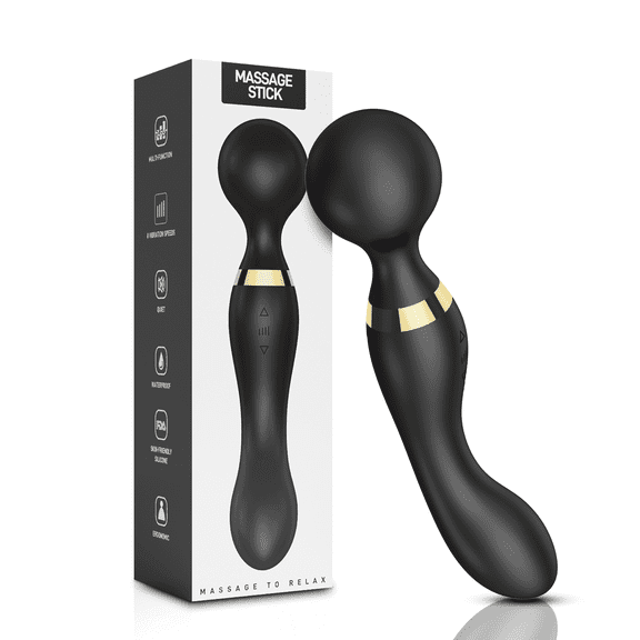 Handheld Electric Personnal Massager Wand Rechargeable&Waterproof Handheld Deep Tissue Neck Back Massager for Shoulder, Leg, Calf, Foot, Muscle, and Back Pain Relief Black