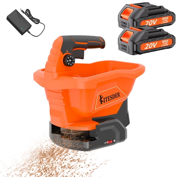 Handheld Electric Spreader with 8 Seed Settings & 6 Speed Adjustment, Battery Powered Broadcast Spreader for Grass Seed, Fertilizer, Ice Melt Salt, US Local Wareho