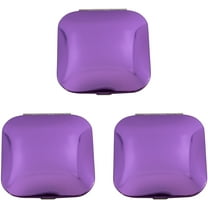 Set of 3 Contemporary Square Clamshell Compact Mirrors With Reflective Finish (Purple)