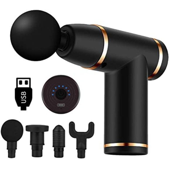 Handheld Eletronic Massage Gun 4 Massage Heads Deep Tissue Muscle Massager Gun with 6 Gear Adjustment Massager Gun For Sore Muscle, Stiffness, Sciatica and Back