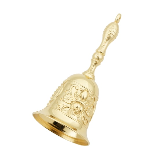 Handheld Engraved Metal Bell Vintage Style Service Bell for Table Classroom Wedding Holiday Festival Decoration