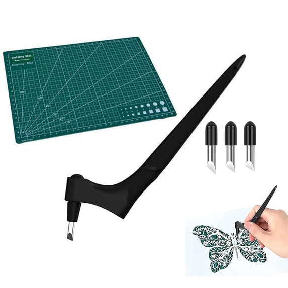Handheld Exacto Knife, Craft Cutting Tools Pen, 360 Rotating Cutting Stainless Steel Craft Handheld Paper Cutting Tool With 3 Cutter Heads For Craft, Fabric Cutter, Rotary Cutter for Fabric