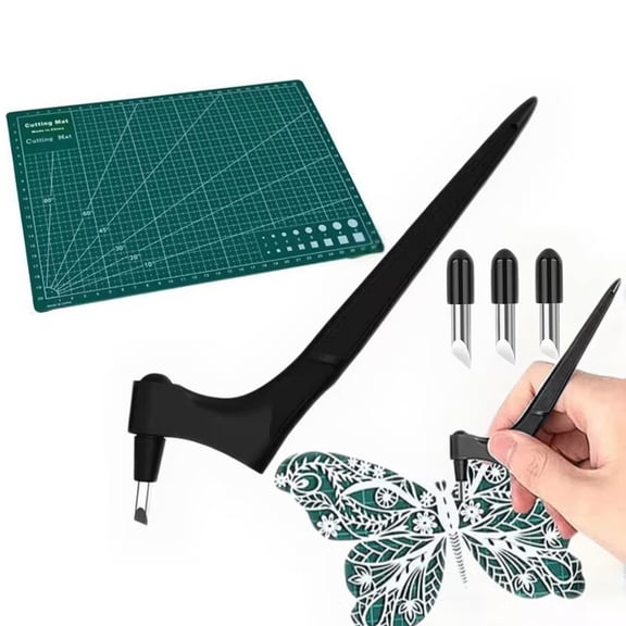 Handheld Exacto Knife, Craft Cutting Tools Pen, 360 Rotating Cutting Stainless Steel Craft Handheld Paper Cutting Tool With 3 Cutter Heads For Craft, Fabric Cutter, Rotary Cutter for Fabric