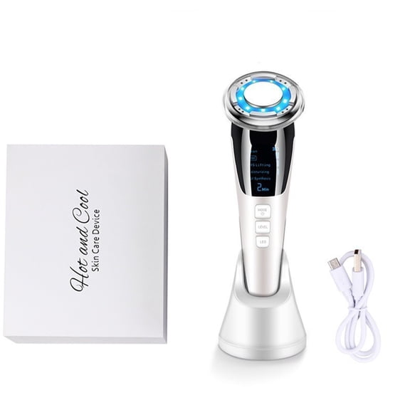 Handheld Facial Hot and Cold EMS Beauty Device for Skin Rejuvenation and Lifting - Light Therapy Massager for Home Use