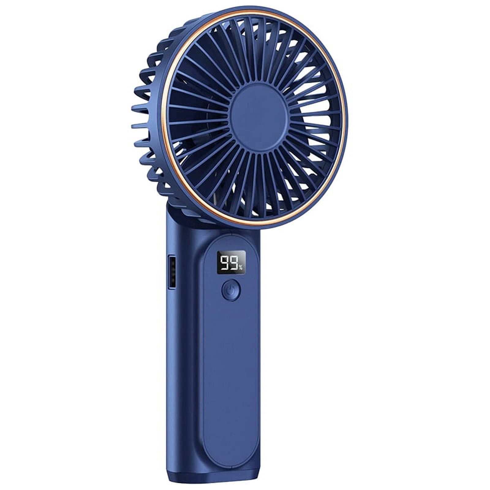 Qtmnekly Handheld Fan, 3600MAh Portable Fan Mini Fan, 6 Speeds Adjustable, Small Personal Fan, Foldable Mini Desk Fan Blue plastic Royal Blue
