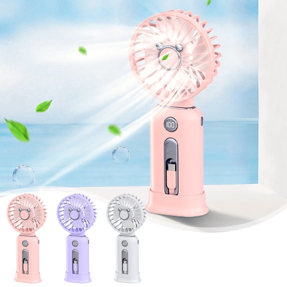 Handheld Fan, 5000 mAh Long Battery Life Fast Charge, Digital Display Power Bank 2 in 1 Mini Fan, Portable Charging Fan