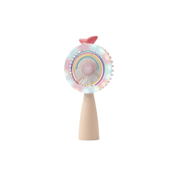 Handheld Fan, Cute Two-Leaf Clover Rgb Lighting Usb Rechargeable Portable Fan Beige Personal Desk Fan For Home Office Travel
