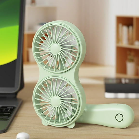 Handheld Fan,Dual Head Portable USB Rechargeable Mini Fan with Built-in Battery,Compact Travel Personal Cooler for Outdoor Activities,Quiet Operation Fan for Desk and On the Go