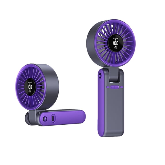 Handheld Fan Foldable Digital Display Usb Rechargeable Mini Portable Neck-Hanging for Outdoor Travel