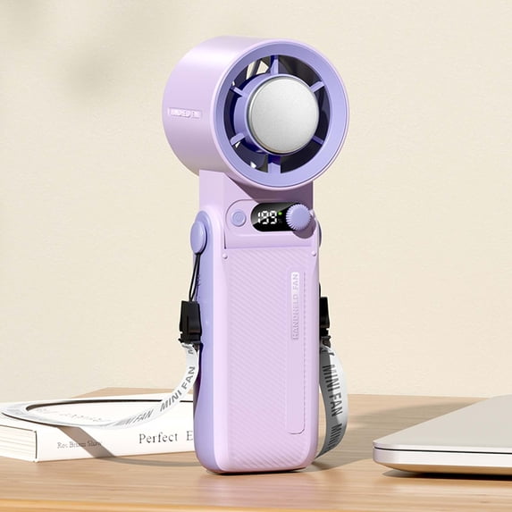 Handheld Fan with Ice Cooler, 6000mAh Rechargeable Battery, 1-199 Speeds, Portable Mini Cooler for Travel, Desktop, and Outdoors, Efficient Cooling with LED Display,Purple