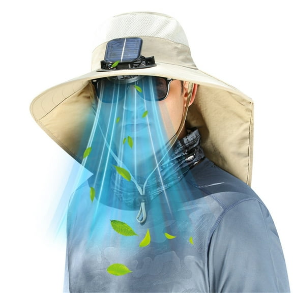 Handheld Fan Large Shawl Sun Hat Neck Protector Summer Sun Men's Outdoor Fisherman Hat Big Wind Solar Rechargeable Fan Small Fan White