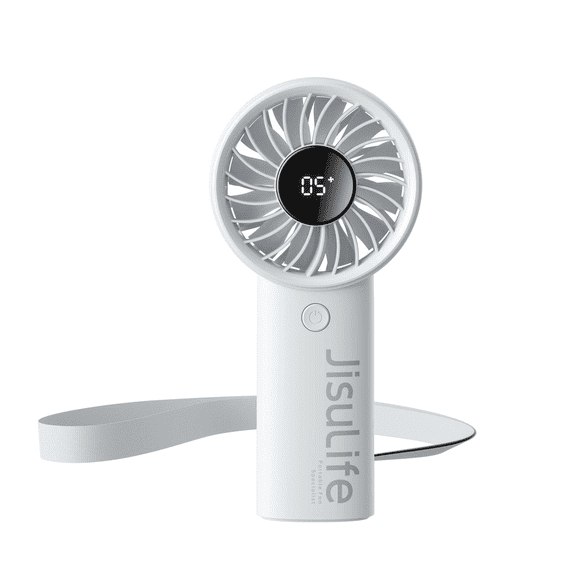 JISULIFE Handheld Fan With LED Display and 3600mAh Battery, Gray, Life4