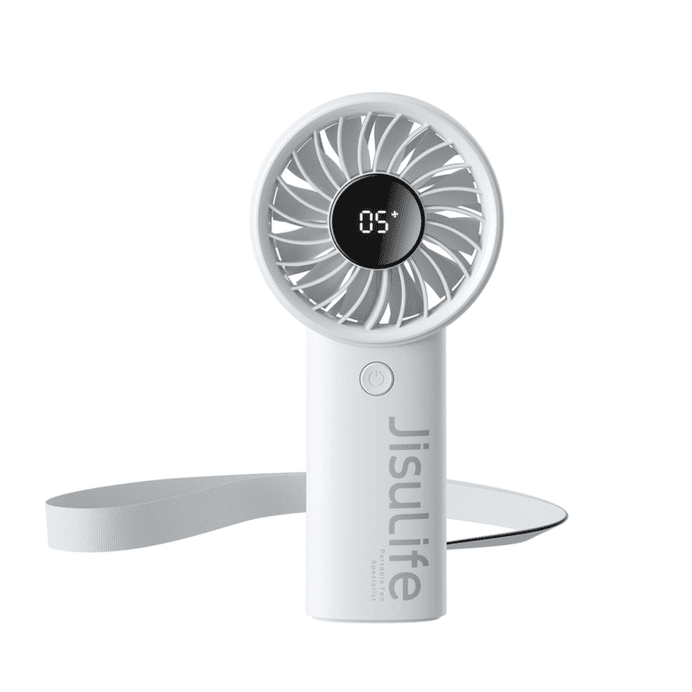 JISULIFE Handheld Fan With LED Display and 3600mAh Battery, Gray